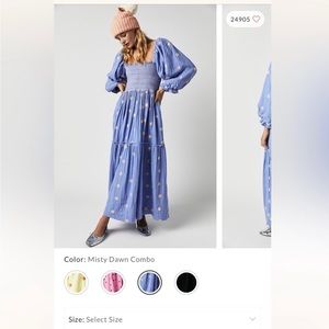 Free People Dahlia Embroidered Maxi Dress -NWT Misty Dawn Combo